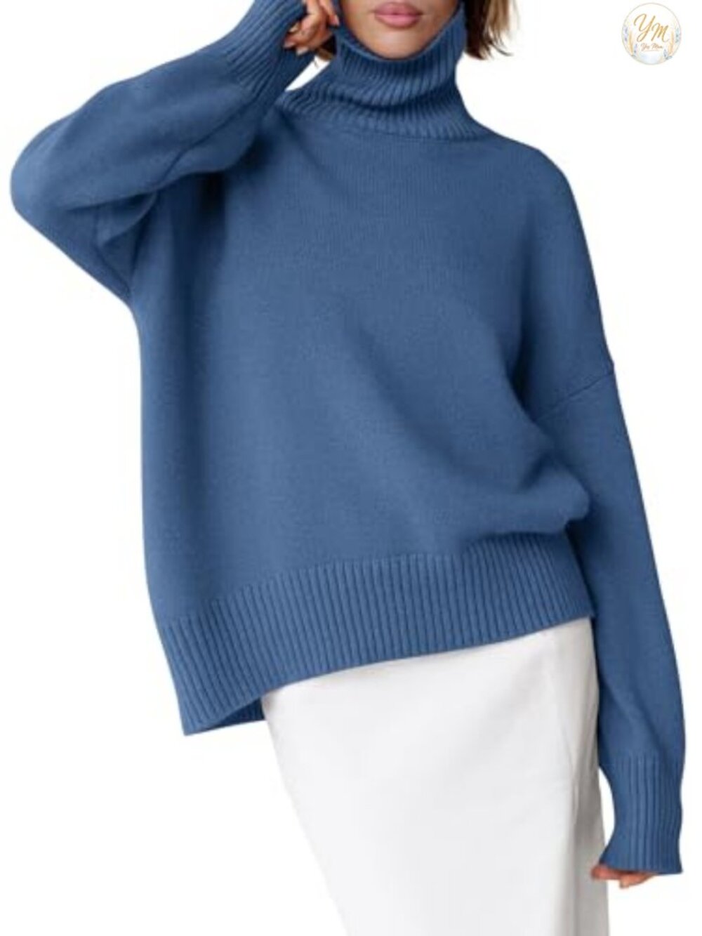 Women's Oversized Turtleneck Long Sleeve Knit Sweater Pullover
